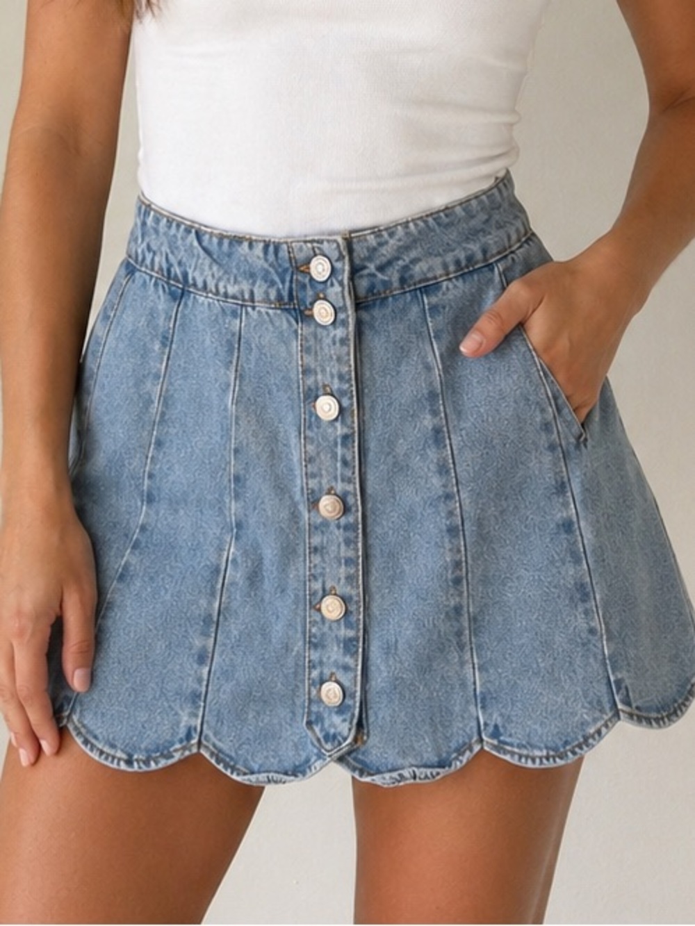 Forever 21 • Scalloped Hem Denim Mini Skirt